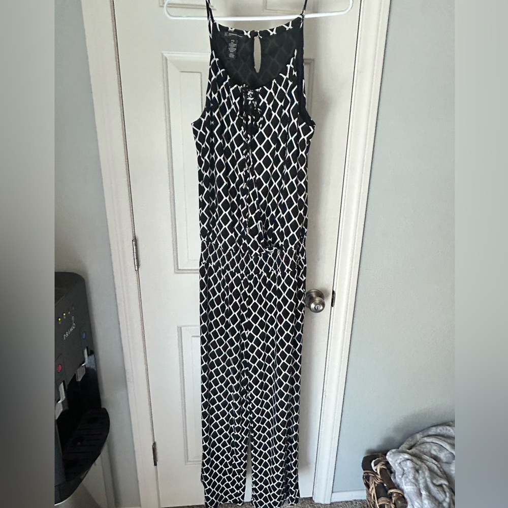 INC. Spaghetti Strap Elastic Waist Black+White Jumpsuit - Sz P/S